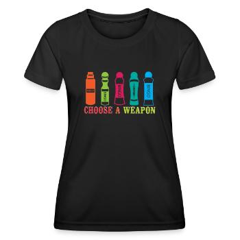 Joueur de bingo choisir une arme - T-shirt sport Femme - noir - Devant - AI Model Female 172 light (172cm)