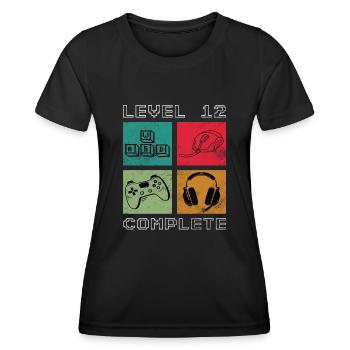 12. Geburtstag - Level 12 Complete Vintage - Frauen Funktions-T-Shirt - Schwarz - Vorne - AI Model Female 172 light (172cm)