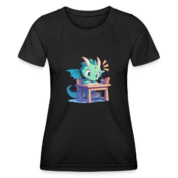 Dragon School Schreibtisch Dragon Kids - Frauen Funktions-T-Shirt - Schwarz - Vorne - AI Model Female 172 light (172cm)