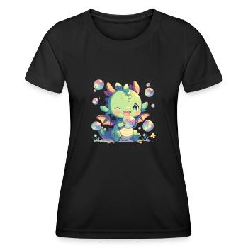 Drache Bubbles Kawaii Drache Kinder - Frauen Funktions-T-Shirt - Schwarz - Vorne - AI Model Female 172 light (172cm)