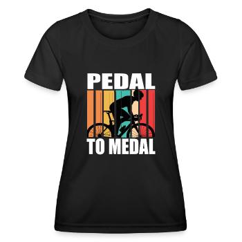 Pédalez Pour Médaille Vélo De Route Vélo De Route Vélos De Route Vélo De Route - T-shirt sport Femme - noir - Devant - AI Model Female 172 light (172cm)