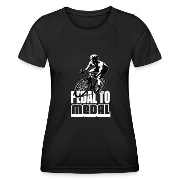 Pédalez Pour Médaille Vélo De Route Vélo De Route Vélos De Route Vélo De Route - T-shirt sport Femme - noir - Devant - AI Model Female 172 light (172cm)