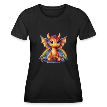 Drache St. Patricks Day Regenbogen Kinder - Frauen Funktions-T-Shirt - Schwarz - Vorne - AI Model Female 172 light (172cm)