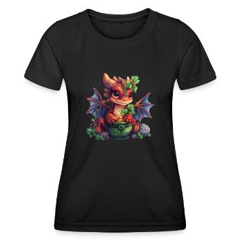 Dragon St. Patrick’s Day Enfants irlandais - T-shirt sport Femme - noir - Devant - AI Model Female 172 light (172cm)
