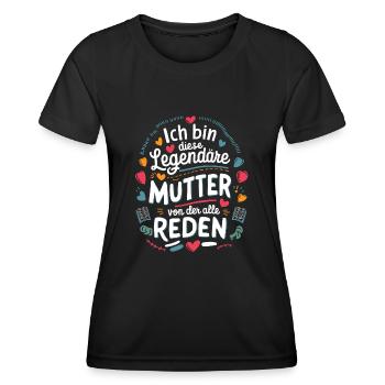 Legendary Mother's Heart & Love Saying - Women's Functional T-Shirt - black - Front - AI Model Female 172 light (172cm)