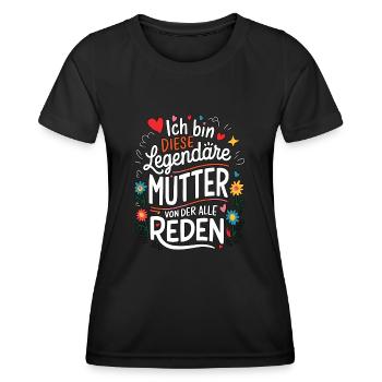 Legendary Mother's Heart & Love Saying - Women's Functional T-Shirt - black - Front - AI Model Female 172 light (172cm)