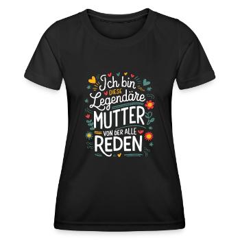 Legendary Mother's Heart & Love Saying - Women's Functional T-Shirt - black - Front - AI Model Female 172 light (172cm)