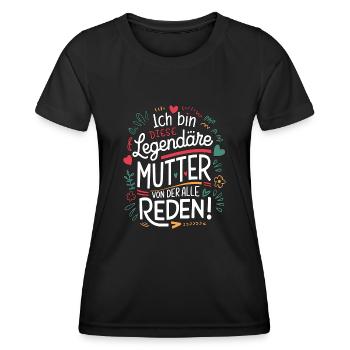 Le cœur et l’amour d’une mère légendaire - T-shirt sport Femme - noir - Devant - AI Model Female 172 light (172cm)