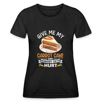 Witziger Karottenkuchen Spruch - Frauen Funktions-T-Shirt - Schwarz - Vorne - AI Model Female 172 light (172cm)