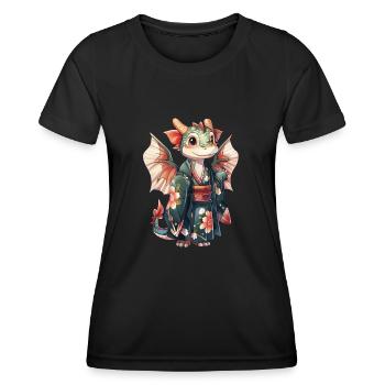 Dragon Kimono Japanese Kawaii - Women's Functional T-Shirt - black - Front - AI Model Female 172 light (172cm)