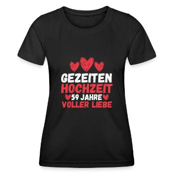 Ehe Gezeitenhochzeit 59 Jahre Verheiratet Hochzeit - Frauen Funktions-T-Shirt - Schwarz - Vorne - AI Model Female 172 light (172cm)