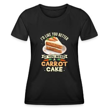 Witziger Karottenkuchen Spruch - Frauen Funktions-T-Shirt - Schwarz - Vorne - AI Model Female 172 light (172cm)