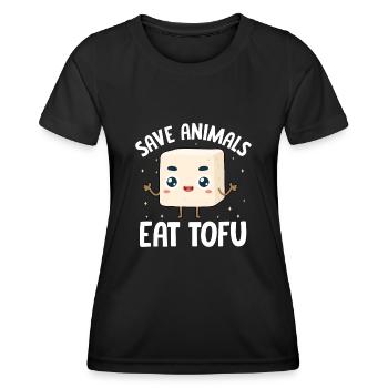 Vegan Vegetarier Design für einen Tofu Fan - Frauen Funktions-T-Shirt - Schwarz - Vorne - AI Model Female 172 light (172cm)