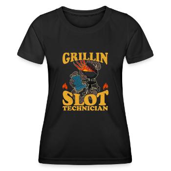 BBQ Grillen Fleisch Koch Vater Barbecue Grill - Frauen Funktions-T-Shirt - Schwarz - Vorne - AI Model Female 172 light (172cm)