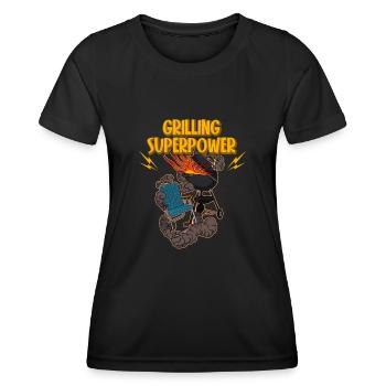 Barbecue Sommer Vater Grillen Fleisch Party - Frauen Funktions-T-Shirt - Schwarz - Vorne - AI Model Female 172 light (172cm)