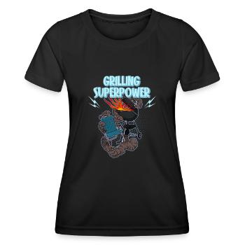 Barbecue Sommer Vater Grillen Fleisch Party - Frauen Funktions-T-Shirt - Schwarz - Vorne - AI Model Female 172 light (172cm)