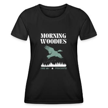 Duck Hunting Hunter Funny Saying - Women's Functional T-Shirt - black - Front - AI Model Female 172 light (172cm)