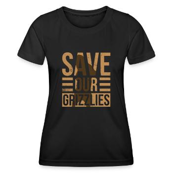 Grizzli Droits des animaux Ours brun - T-shirt sport Femme - noir - Devant - AI Model Female 172 light (172cm)