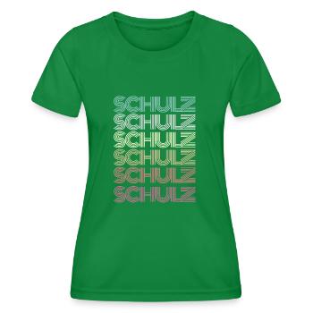 Schulz Nachname Familiengruppe Team - Frauen Funktions-T-Shirt - Kelly Green - Vorne - AI Model Female 172 dark (172cm)