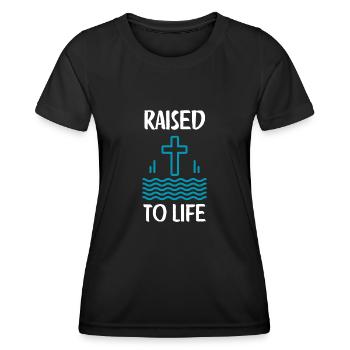 Le baptême chrétien vivifie les croyants - T-shirt sport Femme - noir - Devant - AI Model Female 172 light (172cm)
