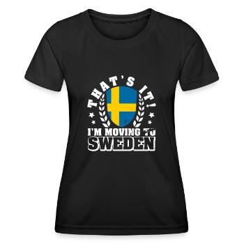 Schweden Landesfarben Sverige Flagge Urlaub - Frauen Funktions-T-Shirt - Schwarz - Vorne - AI Model Female 172 light (172cm)