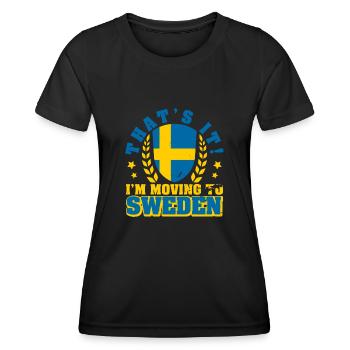 Schweden Landesfarben Sverige Flagge Urlaub - Frauen Funktions-T-Shirt - Schwarz - Vorne - AI Model Female 172 light (172cm)