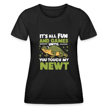 Funny newt saying - Women's Functional T-Shirt - black - Front - AI Model Female 172 light (172cm)