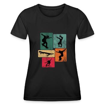 Skateboarding Skateboarder Skateboard - T-shirt sport Femme - noir - Devant - AI Model Female 172 light (172cm)