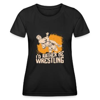 Freistilringen Wrestler Wrestling Ringen Suplex - Frauen Funktions-T-Shirt - Schwarz - Vorne - AI Model Female 172 light (172cm)