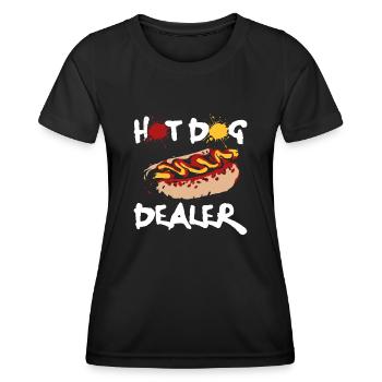 Hot Dog Adult Hot Dog Dealer - Frauen Funktions-T-Shirt - Schwarz - Vorne - AI Model Female 172 light (172cm)
