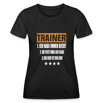 Trainer - Frauen Funktions-T-Shirt - Schwarz - Vorne - AI Model Female 172 light (172cm)