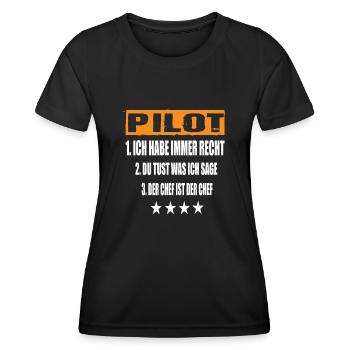 Pilot - Frauen Funktions-T-Shirt - Schwarz - Vorne - AI Model Female 172 light (172cm)