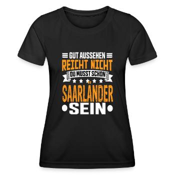 Saarland Saarländer Saar Saarländisch Spruch - Frauen Funktions-T-Shirt - Schwarz - Vorne - AI Model Female 172 light (172cm)