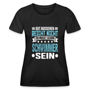 Nageur - T-shirt sport Femme - noir - Devant - AI Model Female 172 light (172cm)