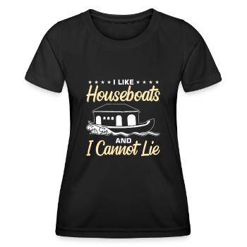 Funny Houseboat Saying - Women's Functional T-Shirt - black - Front - AI Model Female 172 light (172cm)