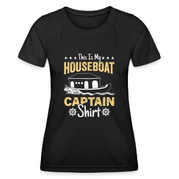Funny Houseboat Saying - Women's Functional T-Shirt - black - Front - AI Model Female 172 light (172cm)
