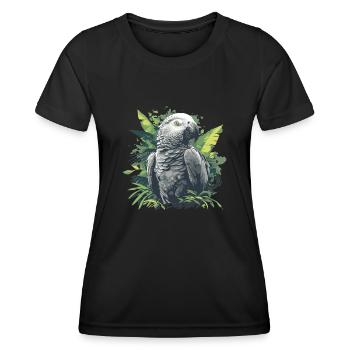 Perroquets gris d’Afrique - T-shirt sport Femme - noir - Devant - AI Model Female 172 light (172cm)
