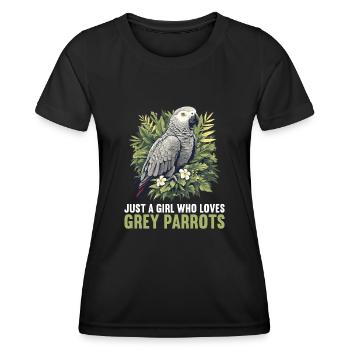 Perroquets gris d’Afrique - T-shirt sport Femme - noir - Devant - AI Model Female 172 light (172cm)