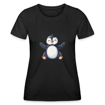 Pingouin Kawaii Pingouin mignon - T-shirt sport Femme - noir - Devant - AI Model Female 172 light (172cm)