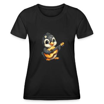 Pinguin Ukulele Gitarre Kawaii Pinguin Niedlich - Frauen Funktions-T-Shirt - Schwarz - Vorne - AI Model Female 172 light (172cm)