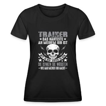 Trainer - Frauen Funktions-T-Shirt - Schwarz - Vorne - AI Model Female 172 light (172cm)