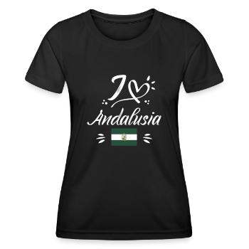 Sevilla Flagge Iberische Halbinsel Spanien - Frauen Funktions-T-Shirt - Schwarz - Vorne - AI Model Female 172 light (172cm)