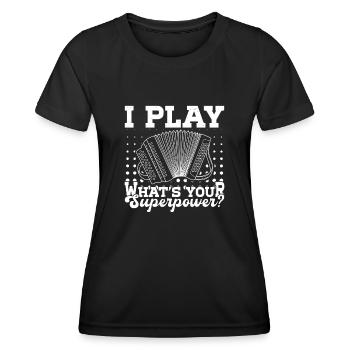 Musiker Musik Akkordeon Volksmusik Akkordeon - Frauen Funktions-T-Shirt - Schwarz - Vorne - AI Model Female 172 light (172cm)