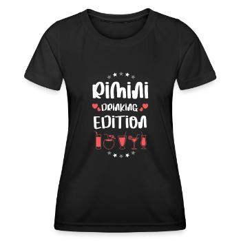 L’équipe de Rimini Drinking - T-shirt sport Femme - noir - Devant - AI Model Female 172 light (172cm)