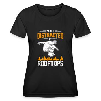 Funny parkour saying - Women's Functional T-Shirt - black - Front - AI Model Female 172 light (172cm)