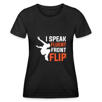 Funny parkour saying - Women's Functional T-Shirt - black - Front - AI Model Female 172 light (172cm)