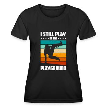 Funny parkour saying - Women's Functional T-Shirt - black - Front - AI Model Female 172 light (172cm)