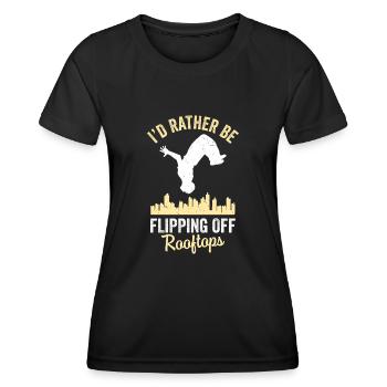 Funny parkour saying - Women's Functional T-Shirt - black - Front - AI Model Female 172 light (172cm)