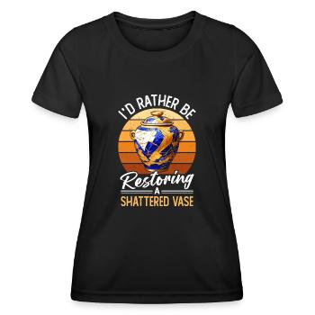 Conception japonaise de réparation de l’or Kintsukuroi - T-shirt sport Femme - noir - Devant - AI Model Female 172 light (172cm)