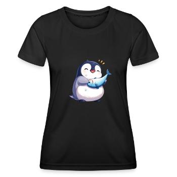 Pingouin Kawaii Pingouin Mignon - T-shirt sport Femme - noir - Devant - AI Model Female 172 light (172cm)
